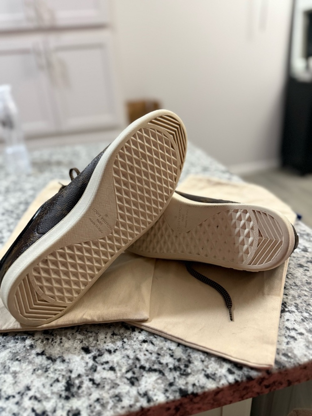 Louis Vuitton Brown Monogram Low-Top Sneakers with White Sole - Picture 4 of 6